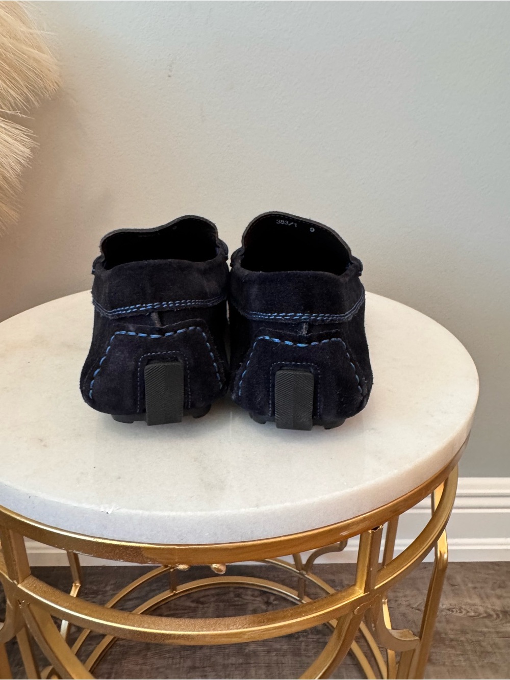 To Boot Navy Suede Penny Loafers with Contrast Stitching - Picture 3 of 11